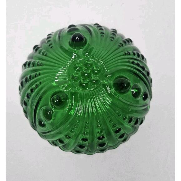 Vintage Anchor Hocking Bubble Dot Burple Forest Green Glass Footed Bowl 4.5" - Picture 3 of 8